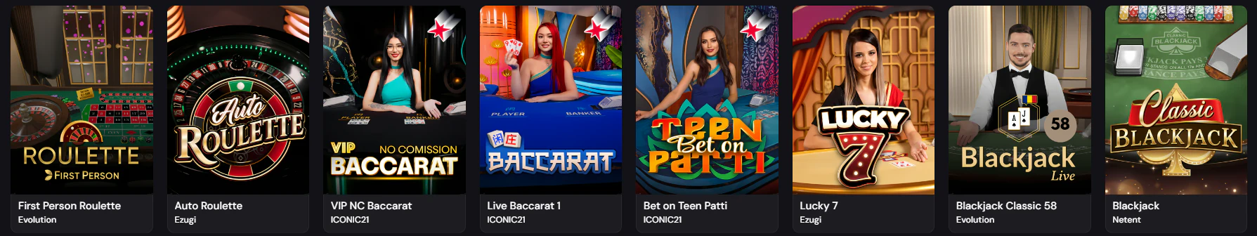 Juegos de casino y mesas con crupier en vivo dentro de Jocker Casino